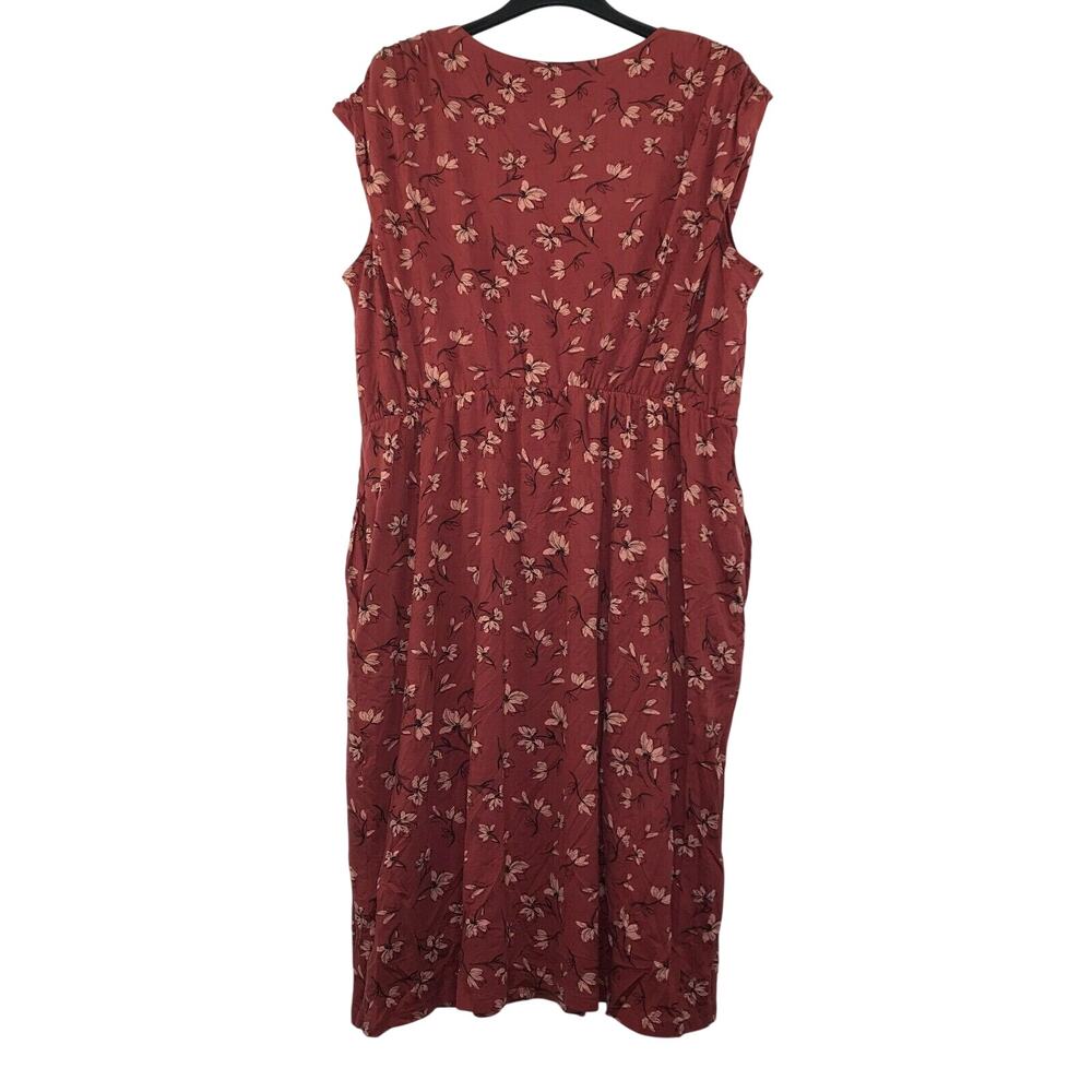 Ryllace Women's 3X Dress Red Orange Floral Sleeveless A-Line Blouson Plus NWT
